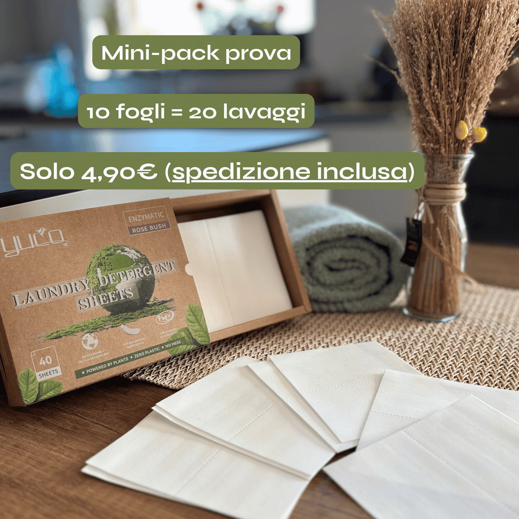 Prova Yuco — 10 fogli (20 lavaggi)